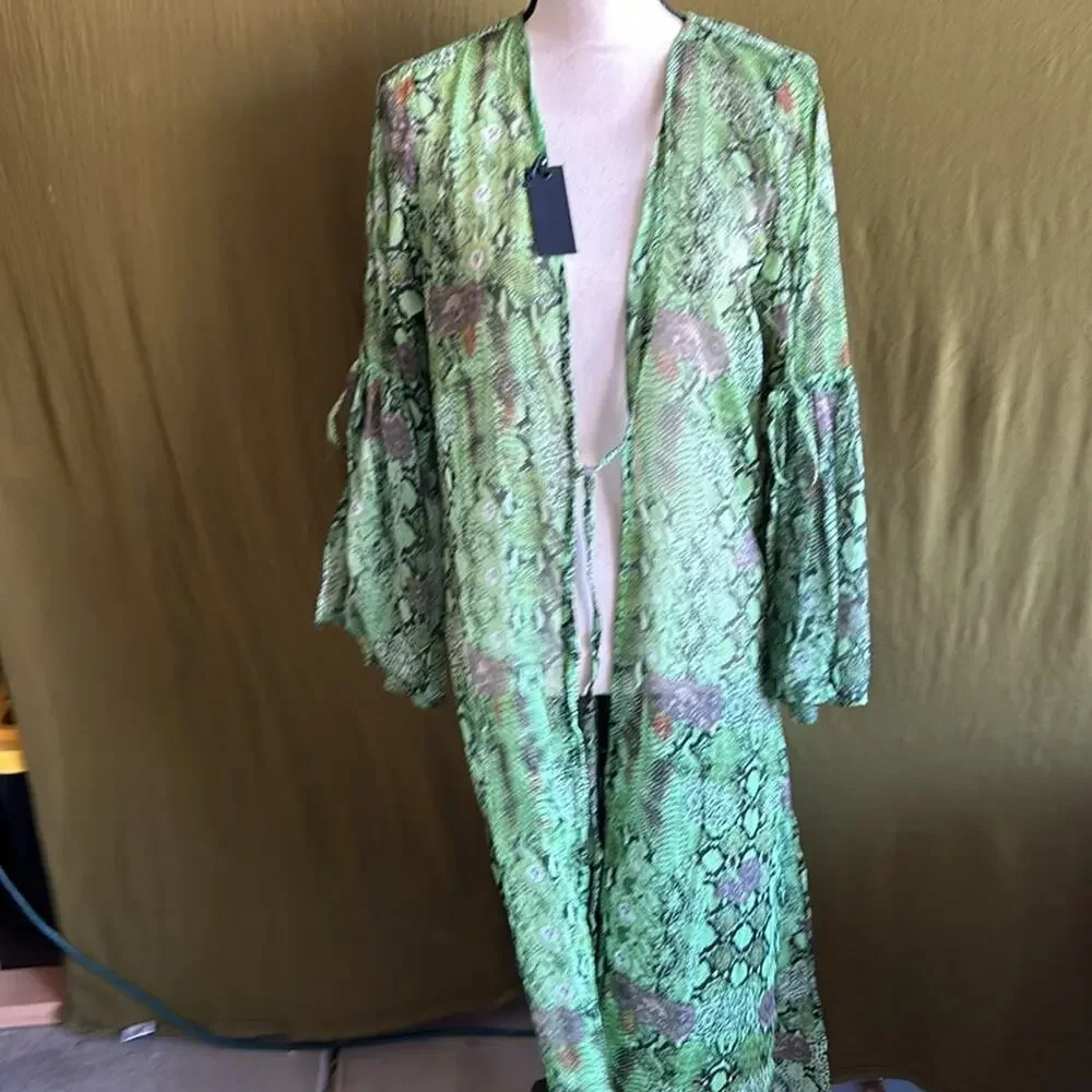 NWT Kendall & Kylie Green Snake Lace Sheer Cover Up